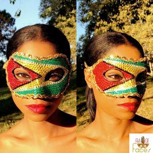 Guyana Masquerade Mask Covered in Crystals and Rhinestones